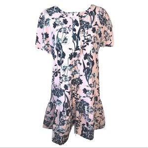 Parker Pink Floral Tiered Mini Dress Cinched Sleeves Size Small
